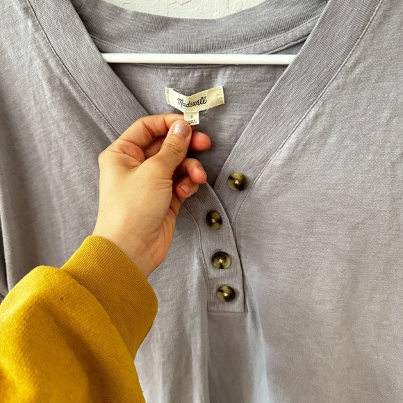 🤍 Madewell Purple Ringspun Cotton Relaxed Henley T Shirt Small 🤍 - Picture 8 of 9